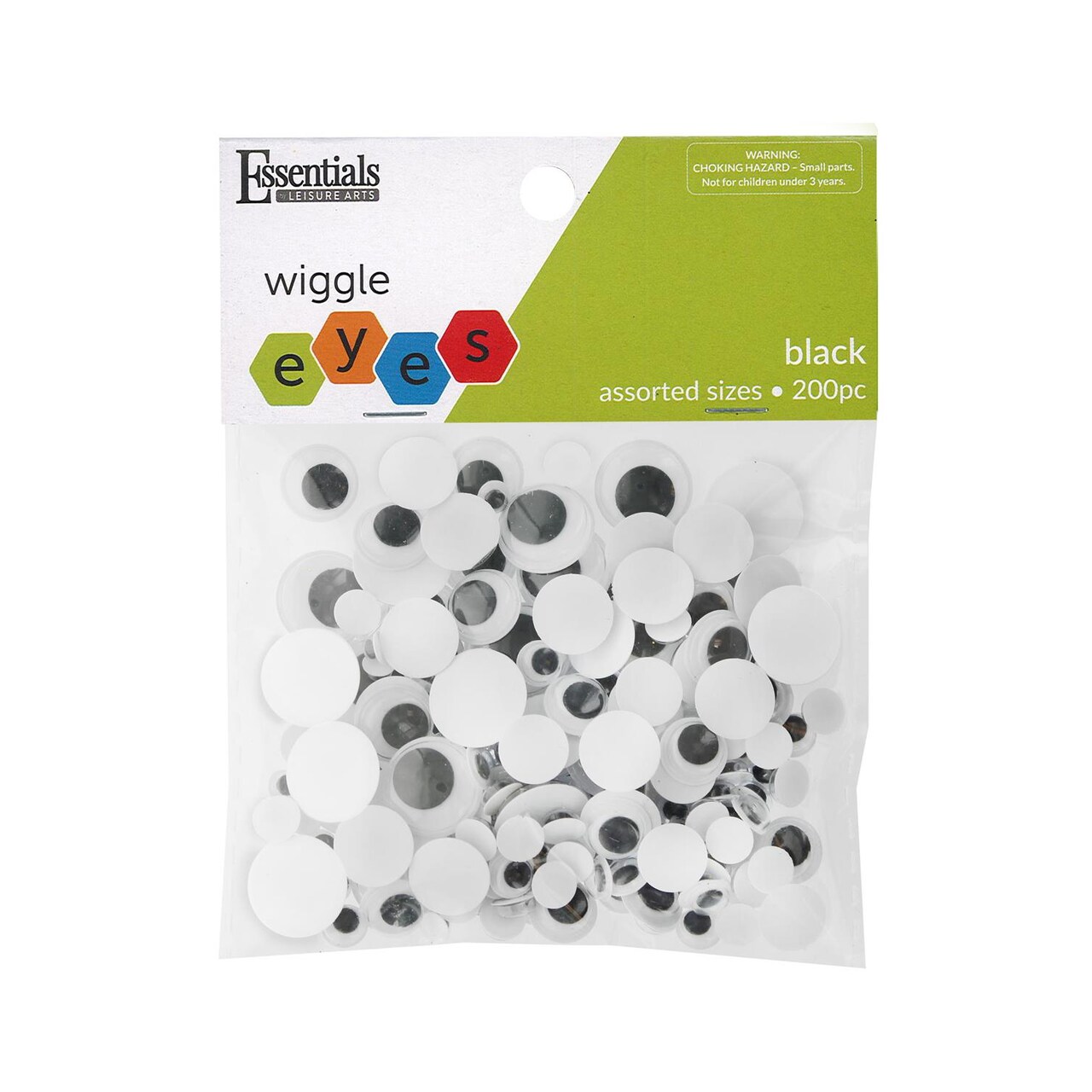 Essentials by Leisure Arts Eyes Paste On Moveable Assorted Black 200pc Googly Eyes, Google Eyes for Crafts, Big Googly Eyes for Crafts, Wiggle Eyes, Craft Eyes